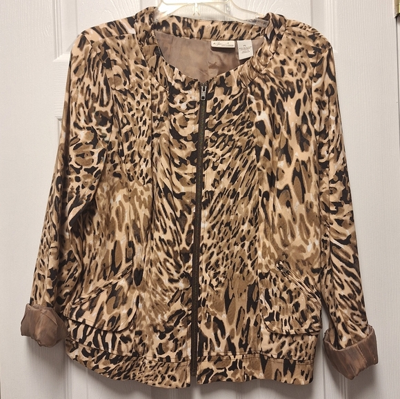 Kim Rogers Jacket~Petite~Animal Print~Like New~Petite Large~PL - Picture 1 of 9